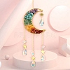 Copper Wire Wrapped Gemstone Chips & Metal Moon with Tree of Life Pendant Decorations PW23111624948-2