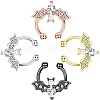 316L Stainless Steel Clear Cubic Zirconia Halloween Bat Clip-on Nose Septum Rings WG4B0C3-03-3