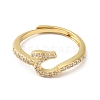 Rack Plating Brass Cubic Zirconia Arabic Letters Adjustable Rings for Women RJEW-S407-10G-13-2