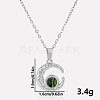304 Stainless Steel Pave Natural Paua Shell Crescent Moon Pendant Necklaces ZQ6791-1-1
