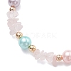 Natural Rose Quartz Chip Beaded Bracelets for Women BJEW-JB12309-01-3