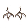 Tibetan Style Alloy Deer Antler Pendants X-TIBEP-S261-AB-FF-1
