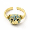 Cubic Zirconia Bear Open Cuff Ring KK-A180-37G-2