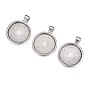 Flat Round Alloy Pendant Cabochon Settings PALLOY-A15654-AS-2
