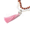 (Jewelry Parties Factory Sale)Hamsa Hand /Hand of Miriam Lotus Tassel Pendant Necklace for Girl Women NJEW-JN03661-2