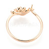 Flower Brass Micro Pave Clear Cubic Zirconia Cuff Ring Settings KK-T076-79G-3