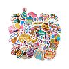 50Pcs 50 Styles Birthday Theme Cartoon Paper Sticker Label Set STIC-P004-15-2