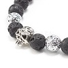 Natural Lava Rock Round Beads Essential Oil Anxiety Aromatherapy Bracelets X1-BJEW-JB06921-10