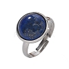 Half Round Natural Lapis Lazuli Finger Rings X-RJEW-M062-01P-04-2