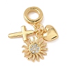 Brass Micro Pave Clear Cubic Zirconia European Dangle Charms X-KK-D502-13C-G-1