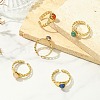 Natural Gemstone Horse Eye 304 Stainless Steel Cuff Open Rings for Women RJEW-JR01066-1