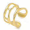 Ion Plating(IP) 304 Stainless Steel Wide Hollow Open Cuff Ring for Women RJEW-G275-02G-1