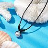 Round Shell Pearl Pendant Necklaces NJEW-JN04784-02-2