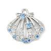 Brass Pave Light Sky Blue and Clear Cubic Zirconia Sea Animal Connector Charms KK-M326-07A-P-1
