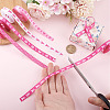 5Rolls 5 Styles Polyester Wave/Breast Cancer Awareness Ribbon Printed Ribbon OCOR-PH0004-22-3