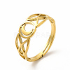 Ion Plating(IP) 304 Stainless Steel Crescent Moon Adjustable Ring for Women RJEW-B027-03G-1