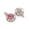 Trendy Original Color 304 Stainless Steel Grade A Rhinestone Flat Round Charm Pendants RB-M030-06K-2