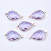 Golden Tone Brass Glass Teardrop Links connectors GLAA-J010A-HF02-G-1