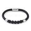 Round Natural Lava Rock Bead Bracelets BJEW-A009-08P-03-1