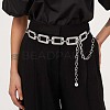 Zinc Alloy Textured Rectangle Link Chain Waist Chain Belts for Women FS-WG590D2-02-2