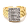 Rack Plating Brass Micro Pave Clear Cubic Zirconia Cuff Rings for Women RJEW-G325-13I-GP-2