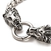 304 Stainless Steel Box Chain Bracelets with Lion Clasps BJEW-E094-05AS-3