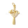 Rack Plating Brass & Clear Cubic Zirconia Pendants KK-L216-055G-1