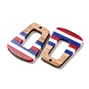 Independence Day Opaque Striped Resin & Walnut Wood Pendants RESI-U010-02O-2