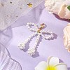 Bowknot Shell Pearl Beaded Pendant Decoration HJEW-TA00297-2