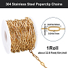 1 Roll PVD Vacuum Plating 304 Stainless Steel Paperclip Chains CHS-BBC0001-08-2