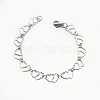 Tarnish Resistant 304 Stailess Steel Heart to Heart Link Chain Bracelets BJEW-N280-12P-1