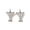 Initial Letter Brass Micro Pave Cubic Zirconia Pendants ZIRC-F008-Y-1