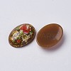Printed Flower Picture Resin Cabochons GGLA-K001-10x14mm-2