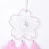 Handmade Flower Woven Net/Web with Feather Wall Hanging Decoration HJEW-A001-03A-2