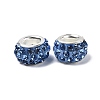 Polymer Clay Rhinestone European Large Hole Beads with Silver Color Plated Brass Cores FPDL-R002-08-2