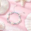 3Pcs 3 Styles Starfish & Turtle Synthetic Turquoise Beads Braided Bead Bracelets for Women BJEW-JB12130-4