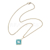 Natural Rainbow Moonstone and Handmade Glass Beaded Rhombus Pendant 304 Stainless Steel Cable Chain Necklaces NJEW-MZ00124-03-4