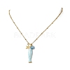 Brass Enamel Evil Eye & 304 Stainless Steel Fish Charms 304 Stainless Steel Chains Necklaces for Women NJEW-JN06382-01-2