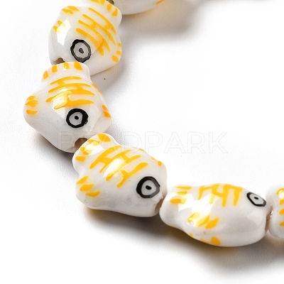 Handmade Printed Porcelain Beads PORC-F005-03B-1