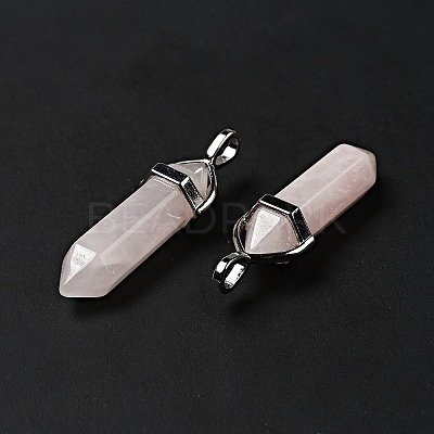 Natural Rose Quartz Double Terminated Pointed Pendants G-D415-12-1