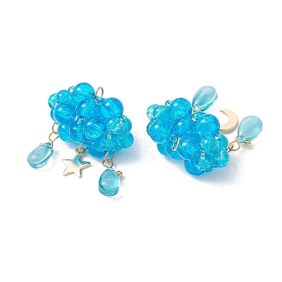 2Pcs 2 Styles Glass Bead & 304 Stainless Steel & 201 Stainless Steel Pendants PALLOY-MZ01307-02-1