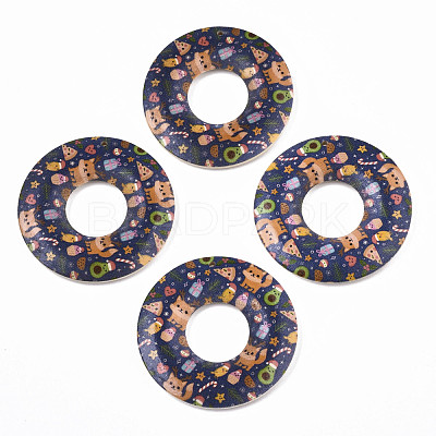 Printed Wood Pendants WOOD-S045-104A-1