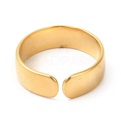 Ion Plating(IP) 304 Stainless Steel Common Gull Open Cuff Ring for Women RJEW-E063-14G-1