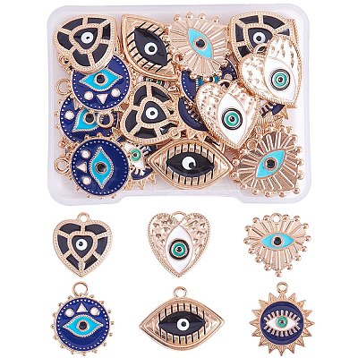 30Pcs 6 Style Alloy Enamel Pendants ENAM-SZ0003-30-1