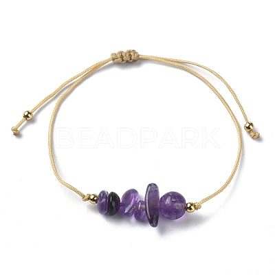 Natural Amethyst Chips Braided Bead Bracelets BJEW-JB09851-02-1