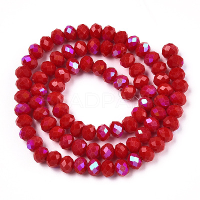 Electroplate Opaque Solid Color Glass Beads Strands EGLA-A034-P4mm-L21-1