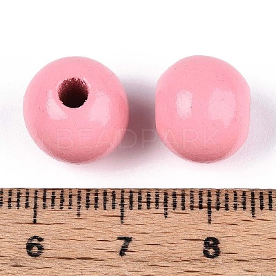 Spray Painted Round Natural Schima Wood Beads WOOD-A018-12mm-06-1