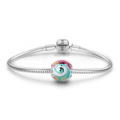 Rondelle Rhodium Plated 925 Sterling Silver Mystic Sky TS-C-038-1