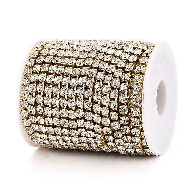 Brass Rhinestone Strass Chains CHC-T001-SS24-01G-1