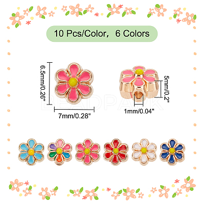 60Pcs 6 Colors Light Gold Tone Alloy Enamel Beads ENAM-PH0002-63-1